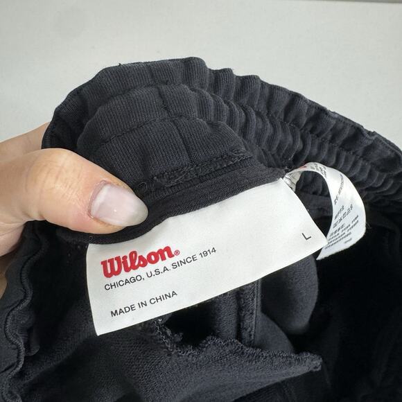 Wilson Mens Sweat Pants Large Black Chicago Drawstring Jogger Lounge Travel - Picture 13 of 15